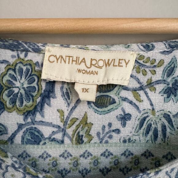 Cynthia Rowley Women’s Top 1X Green Floral Paisley Boho Cottagecore Ruffle - Picture 3 of 14